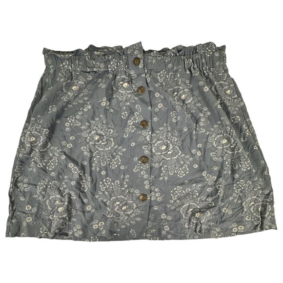 Madewell Blue Floral Button Front Mini Skirt Size XL - Picture 3 of 7